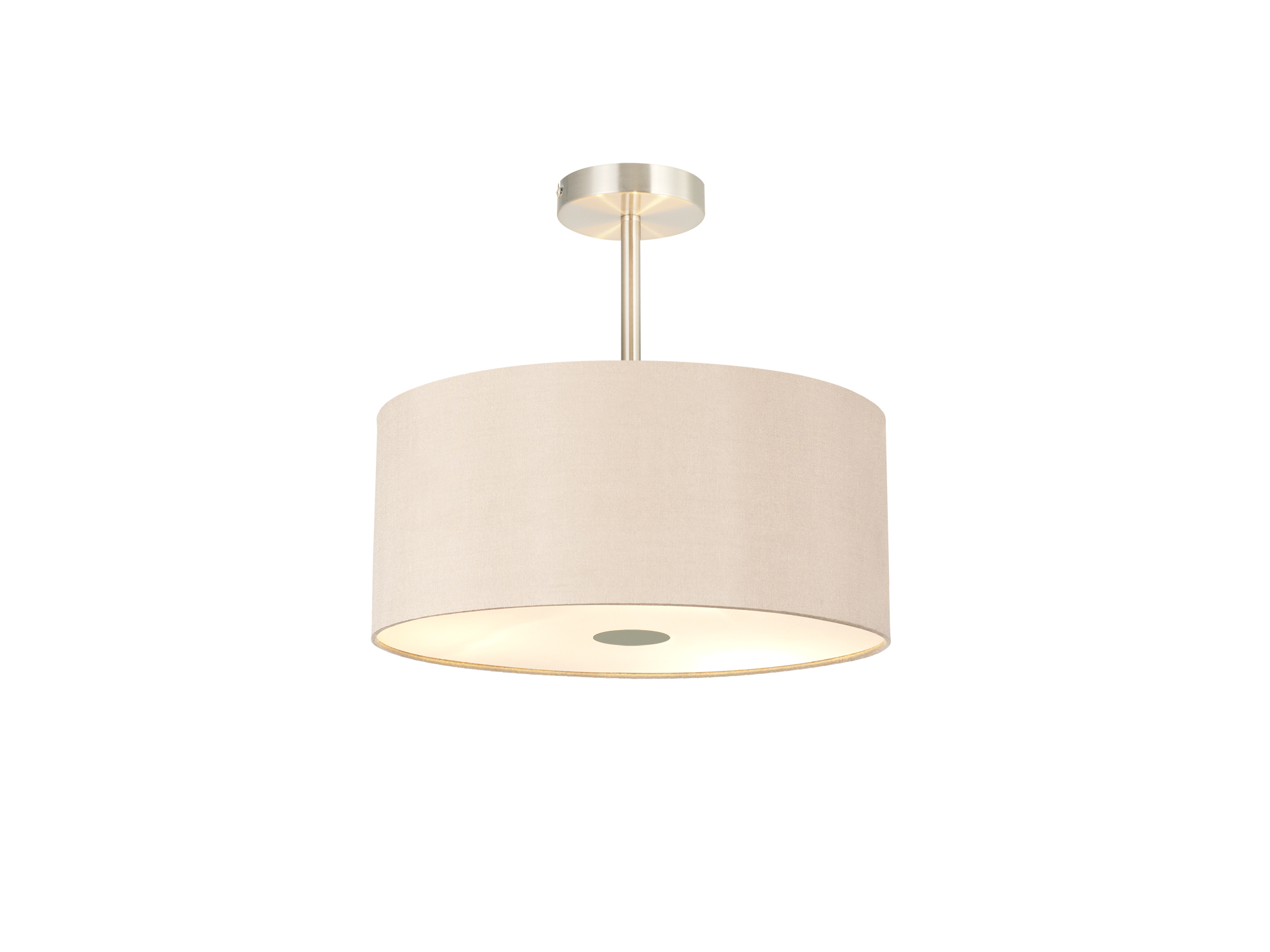 DK0528  Baymont 40cm Semi Flush Flush 5 Light Satin Nickel, Antique Gold/Ruby, Frosted Diffuser